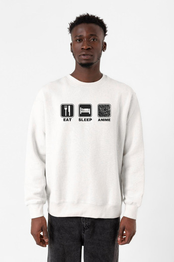 Tshirthane Їж, спи, дивись аніме Білий чоловічий світшот 2ip