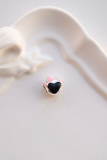 EFBUTİK Black Pink Paw Clip Bracelet Charm