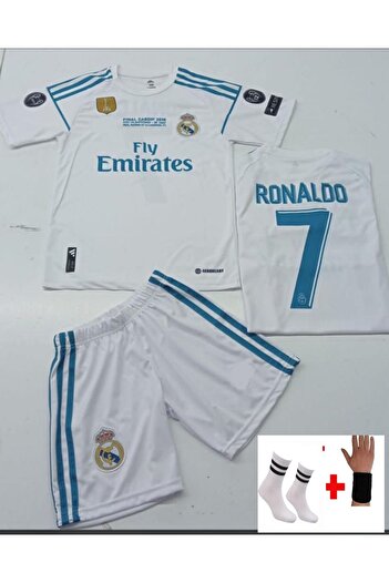 yenteks Cristiano Ronaldo Real.Madrid. 2017-2018 Kids Football Shirt - White Champions League Set of 4