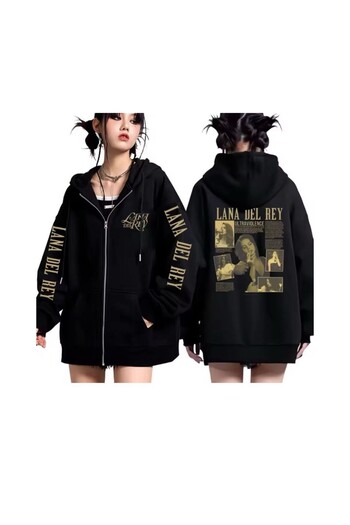 DEEFWEAR Lana Del Rey Ultraviolet Printed Black Hooded Sweatshirt