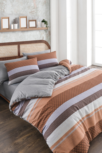 TABEA HOME Double Patterned Duvet Cover Set - COTTON, WITH LEAFS