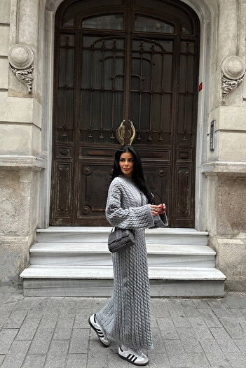 Jose Clothing Saç Örgülü Kadın Triko Elbise Elbise