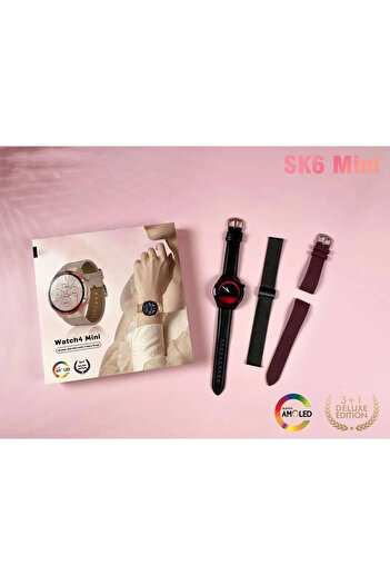 TECHNOMEN Watch4 Mini Süper Amoled Akıllı Saat 3 Kordon Hediyeli Kalobee America Sk6 Mini