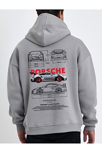 Uniquetex Unisex Oversize Sweatshirt Hoodie - Car Printed Prsch