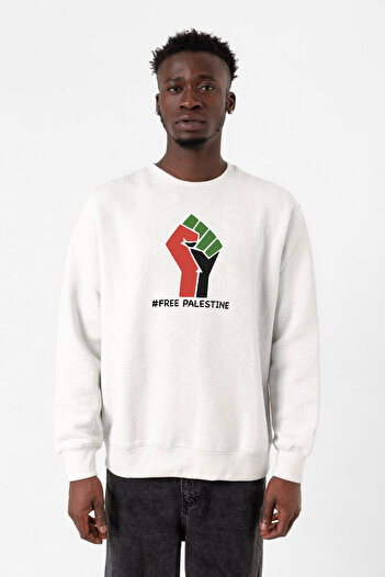 Tshirthane Світшот Hand Free Palestine Beyaz Erkek 2ip