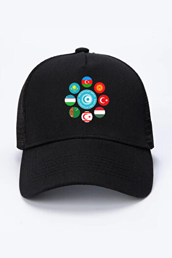 Tshirthane Turkish States Organization Black Mesh Cap
