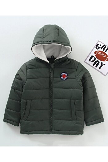 Babyhug Babyhug Full Sleeves Hooded Solid Winter Jacket - Olive