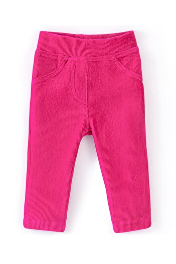 Babyhug Babyhug Cotton Knit Full Length Solid Jeggings - Fuchsia