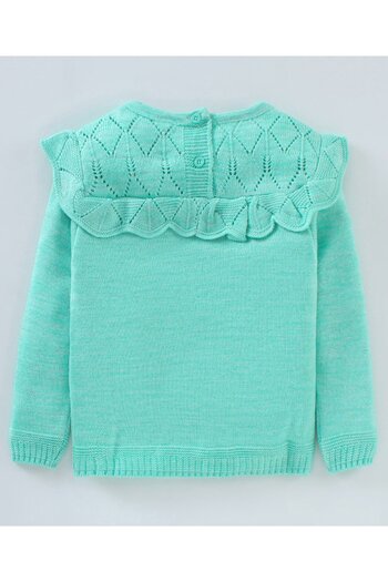 Babyhug Babyhug Acrylic Full Sleeves Solid Sweater  - Mint