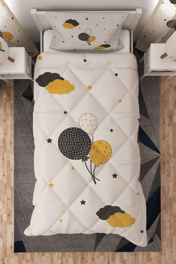 Talia Home Yellow Balloons Patterned Single Children's Quilt Sleeping Set