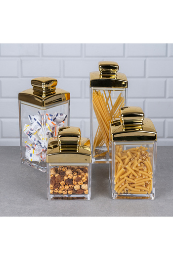 Hinora 16X8X8Cm 500 ml Capacity Acrylic Gold Spice Rack Small Size Single