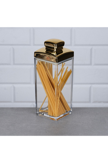 Hinora Acrylic with Gold Lid - Large Size Spice Rack 23X8X8Cm 1000 ml Capacity Single