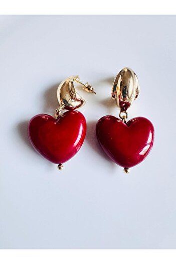 DEVİ fashion Red Heart Earrings