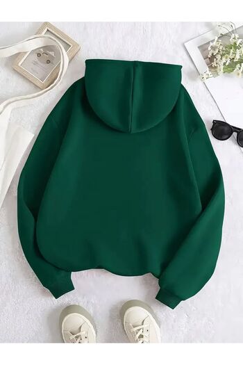 caddekombin Sad Bear Printed 2 Thread Raster Pocket Hooded Sweatshirt