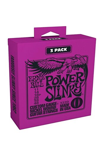 Ernie Ball Ernieball P03220 Power Slinky Electric Guitar String 3 Pack 11-48 - 3 Set