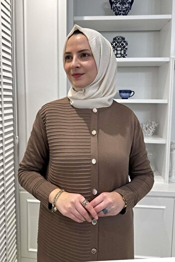 Rabia Şamlı Ζακέτα πλεκτό καφέ Magnolia Milk