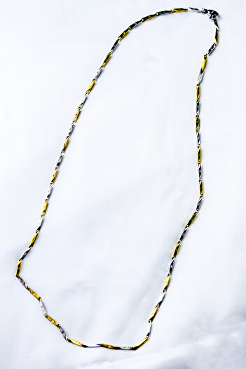 Store Gold and Silver Color Chain Detail Steel Necklace