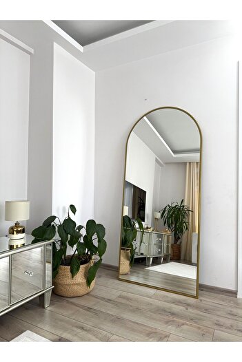 EFFE YAPI DEKOR Gold Metal Çerçeveli 180x80 Cm Oval Ayaklı Boy Aynası