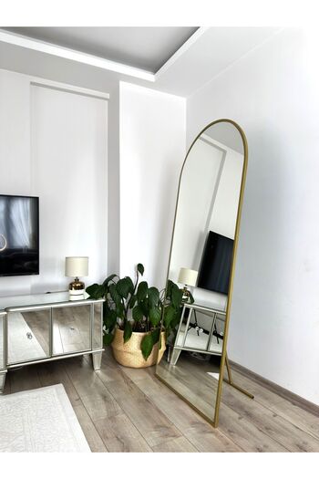 EFFE YAPI DEKOR Gold Metal Çerçeveli 180x80 Cm Oval Ayaklı Boy Aynası