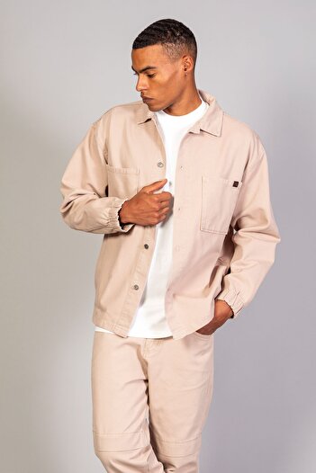 LTC Jeans Men's Shirt Model Oversize Denim Beige Jacket