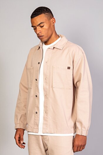 LTC Jeans Men's Shirt Model Oversize Denim Beige Jacket