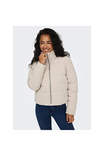 ONLY Νέο γυναικείο γκρι παλτό Dolly Corduroy Puffer