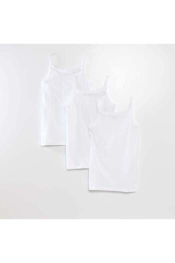 KIABI Pack of 3 cotton vest tops WHITE