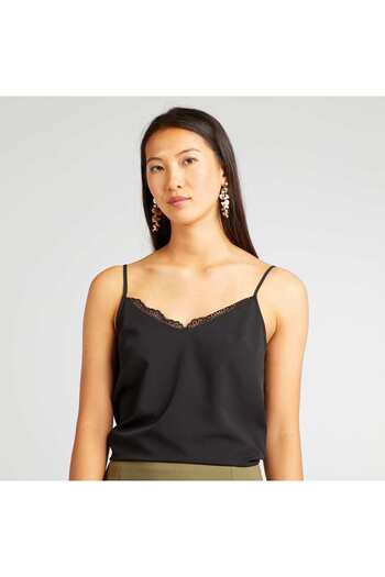 KIABI Vest top with lace detailing black