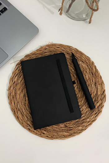 Copyder Thermo Leather Striped Hard Cover Pocket Size Notebook