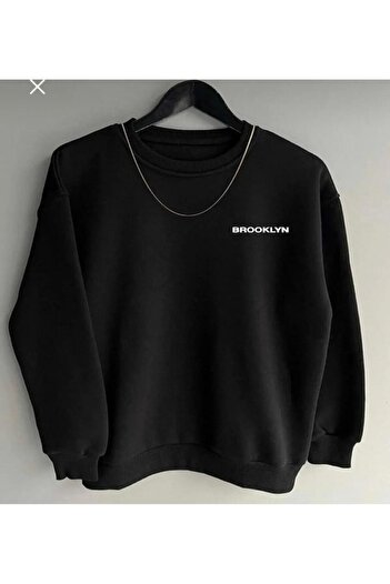 New Shine Unisex Önü Güneş Baskılı Oversize Bisiklet Yaka Swetshirt