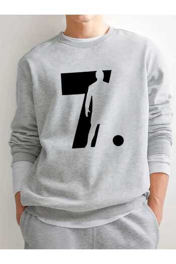 New Shine 7 Letter Printed Crew Neck Oversize Sweatshirt Men