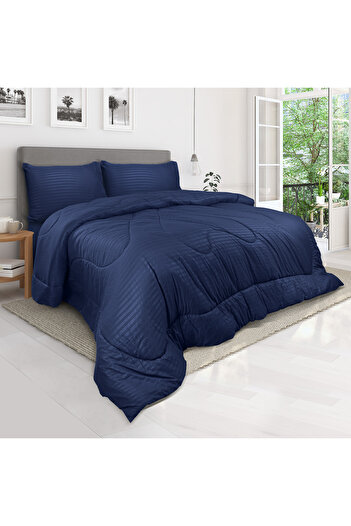 Hotel Linen Klub Stripe Comforter Set- Ultra Soft Brushed Microfiber Fabric, Soft Siliconized Fiber Filling