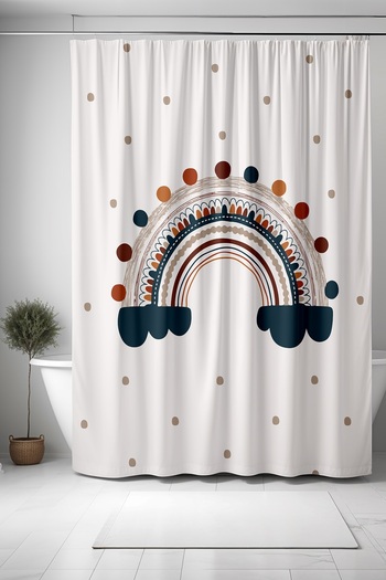EVPANYA Banyo Perdesi, Puantiyeli Gökkuşağı Desenli Duş Perdesi, Küvet Perdesi 175x200cm