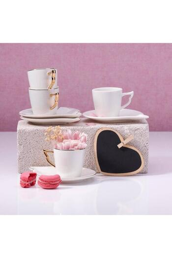 KORKMAZ A8779-1 Angela 4 Piece Coffee Cup Set for 2 People