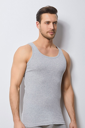 Svm Men's Gray Ribbed Undershirt