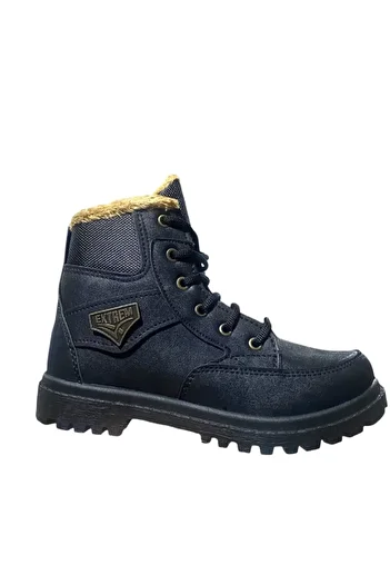 Extrem Unisex Χειμερινή Αντιολισθητική Σόλα Γούνινη Παιδική Μπότα με φερμουάρ - Μαύρο