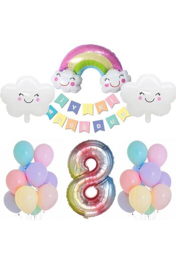 Ezgi Party Store مجموعة احتفالات عيد الميلاد بعمر 8 سنوات من Rainbow Cloud Concept