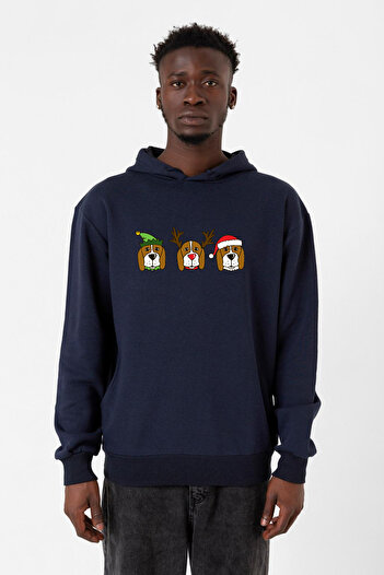 Tshirthane 3 Wise Beagles Christmas - Lacivert Чоловічий худі з капюшоном 3шт