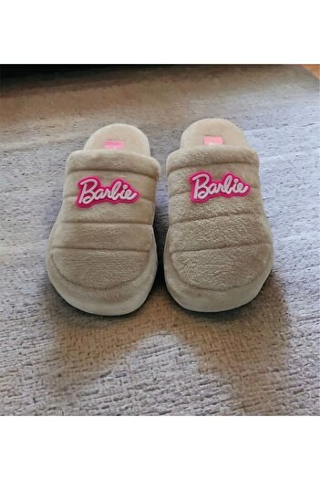 Moda1001 Silk Women's Beige Plush Fluffy Light Sole Closed Front Home Slippers