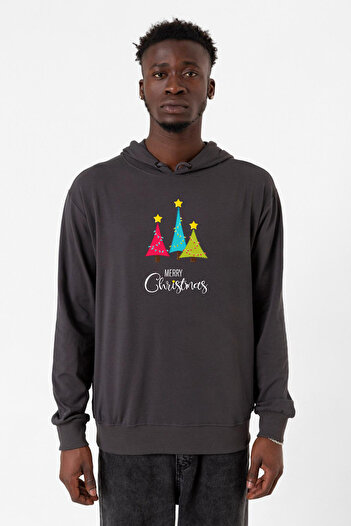 Tshirthane Чорний чоловічий капюшон 2ip - Merry Christmas