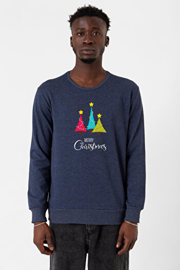 Tshirthane Веселого Різдва, індиго Erkek 2ip Світшот