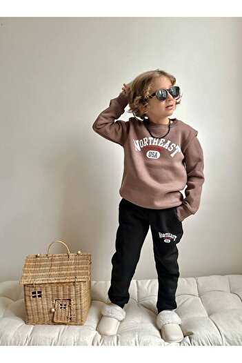 YİGİT BUTİK Printed Boy's Top and Bottom Set