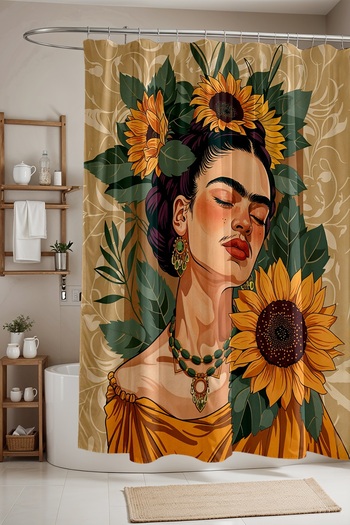 EVPANYA Bathroom Curtain, Yellow Daisies Patterned Shower Curtain, Bathtub Curtain 175X200Cm