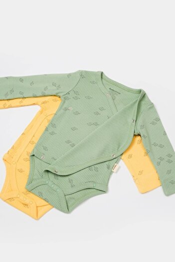 BabyCosy Organik Modal Fil Baskılı 2 Li Kruvaze Uzun Kollu Badi