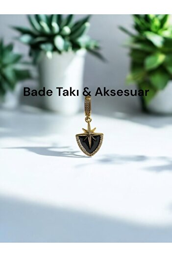 Bade Mineli Kutup Yıldızı Model Zirkon Taşlı Çift Kullanım Kolye Ucu veya Ajda Charm