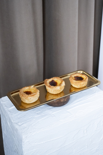 Beige & Stone Wooden Leg Baton Gold Decorative 33 cm Pastry Cake Presentation/Serving Plate Stand