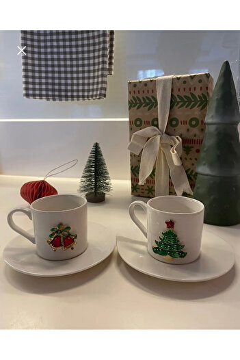 Sillage Home New Year's Coffee Cup Set for 2 People, New Year's Cup Set for 2 People 4 Pieces