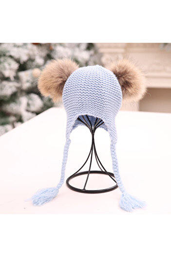 OEM Caciulita Eva cu 2 pampoane Drool (Culoare: Bleu)