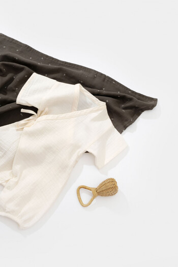 BabyCosy Salopeta Petrecuta Din Muselina, , Ecru