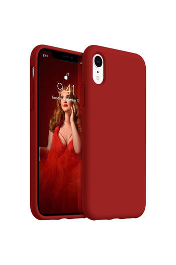 Merwish iPhone Xr Compatible Launch Silicone Case Cover with Velvet Logo Inside Claret Red